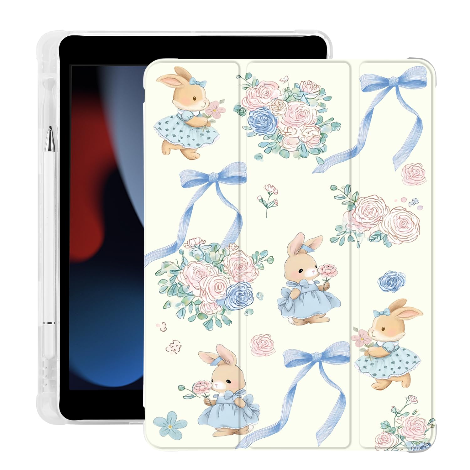 Amazon.co.jp: BlHMCASE かわいいウサギの花の弓 iPad 第5/6世代用