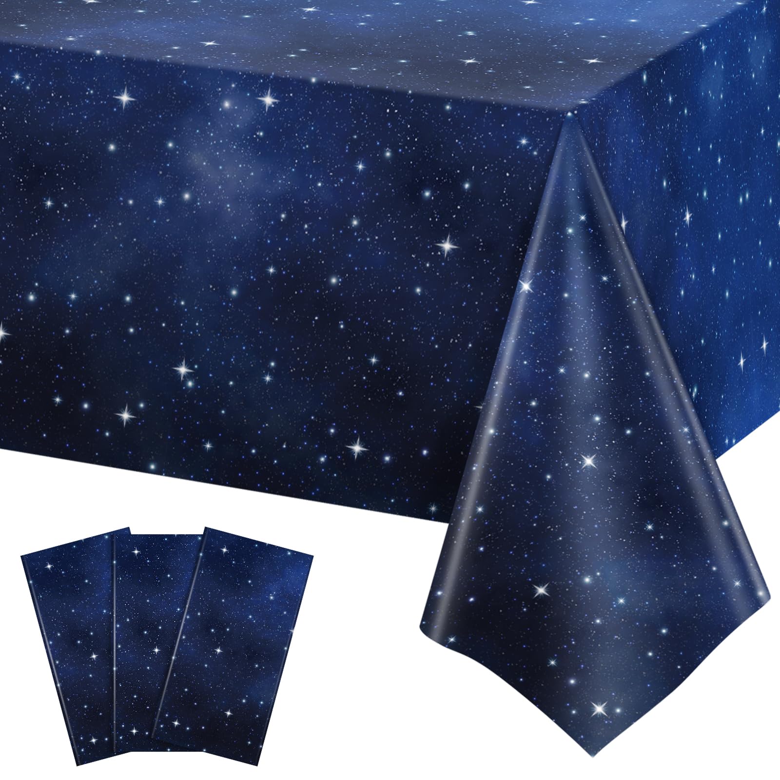 3 Pack Plastic Space Tablecloths, Disposable Galaxy Themed Tablecloth