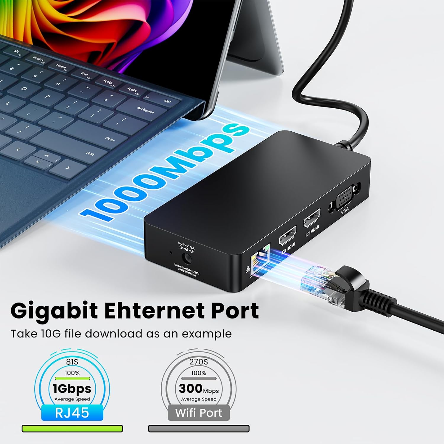 Surface Thunderbolt 4 Dock Triple Displays 4K HDMI*2+VGA, 12 in 1 Surface Pro Docking Station with 100W Power Adapter for Microsoft Surface Pro 12/11/10/9/8/X/7+/7,Laptop 7/6/5/4/3,Laptop Go,Studio