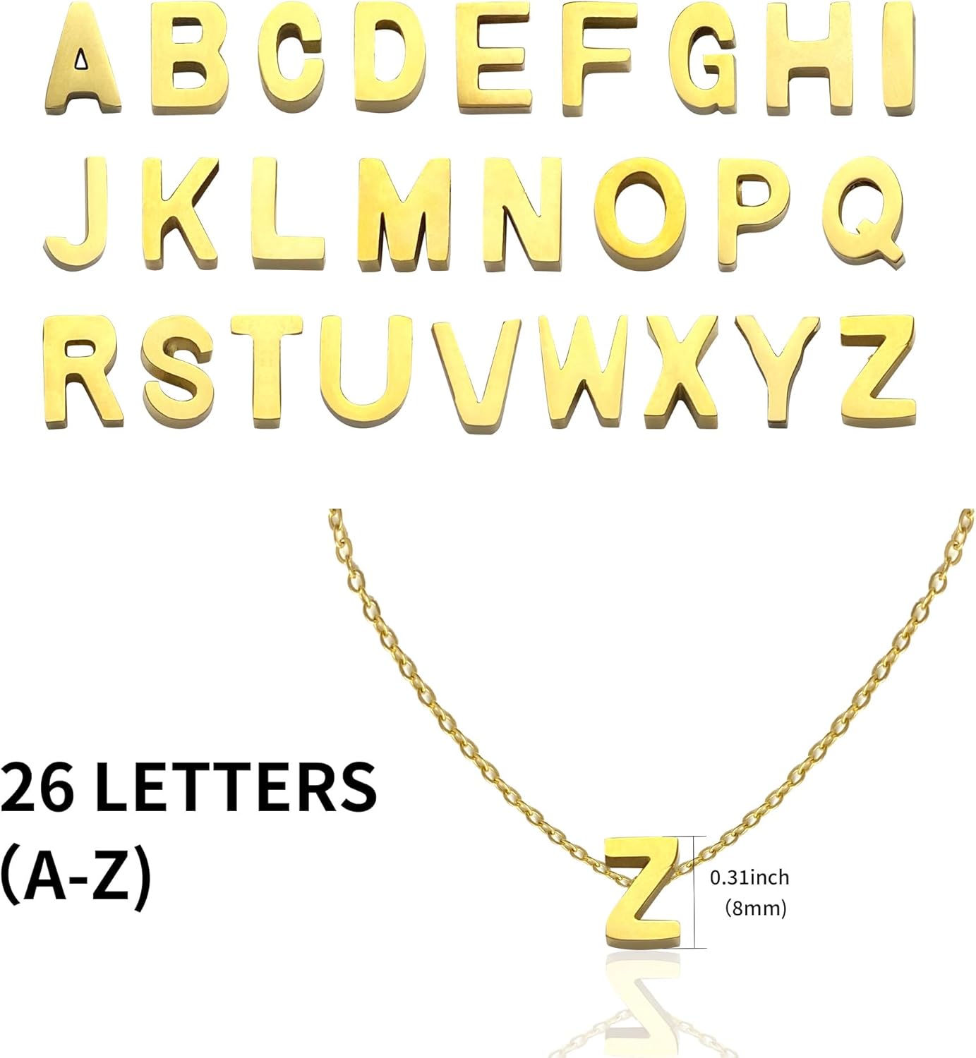 A Necklaces For Women Tiny Initial Letter Necklace Gold Plated A-Z Pendant Titanium Necklace For Women Gold A - Image 5