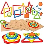 Toddler Puzzles Montessori Toy Wooden Shape Sorting Puzzle Sensory Toy Toddler Activities Preschool Learning Educational Autistic Developmental 1 2 3 Year Old Girl Boy 1-3 Dementia Game Easter Gift