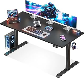 AODK 昇降デスク 電動 昇降式デスク 幅160*70 昇降式 ゲーミングデスク 高さ調節 スタンディングデスク メモリー機能 パソコンデスク 障害検知機能 静音 収納フック 机 耐荷重80kg 作業机 組立簡単 ブラック