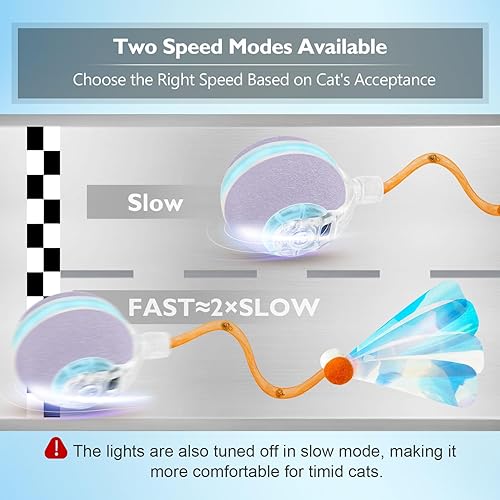 Miniatura 4 de YVE LIFE Pelota interactiva de juguetes para gatos de interior, recientemente actualizada, pelota de gato ágil en movimiento con cola de malla