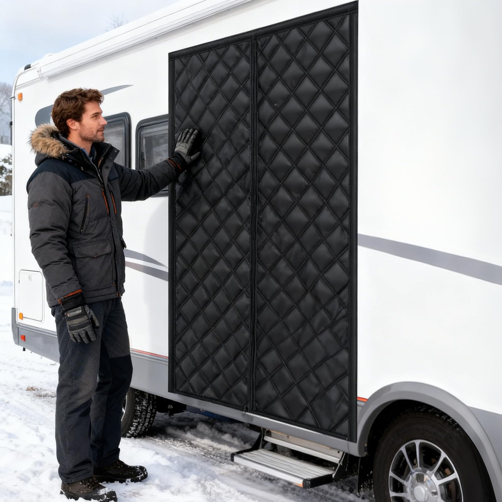 Rideaux Isolants pour Porte De Véhicule Récréatif Écran Anti-Vent 84 x 203