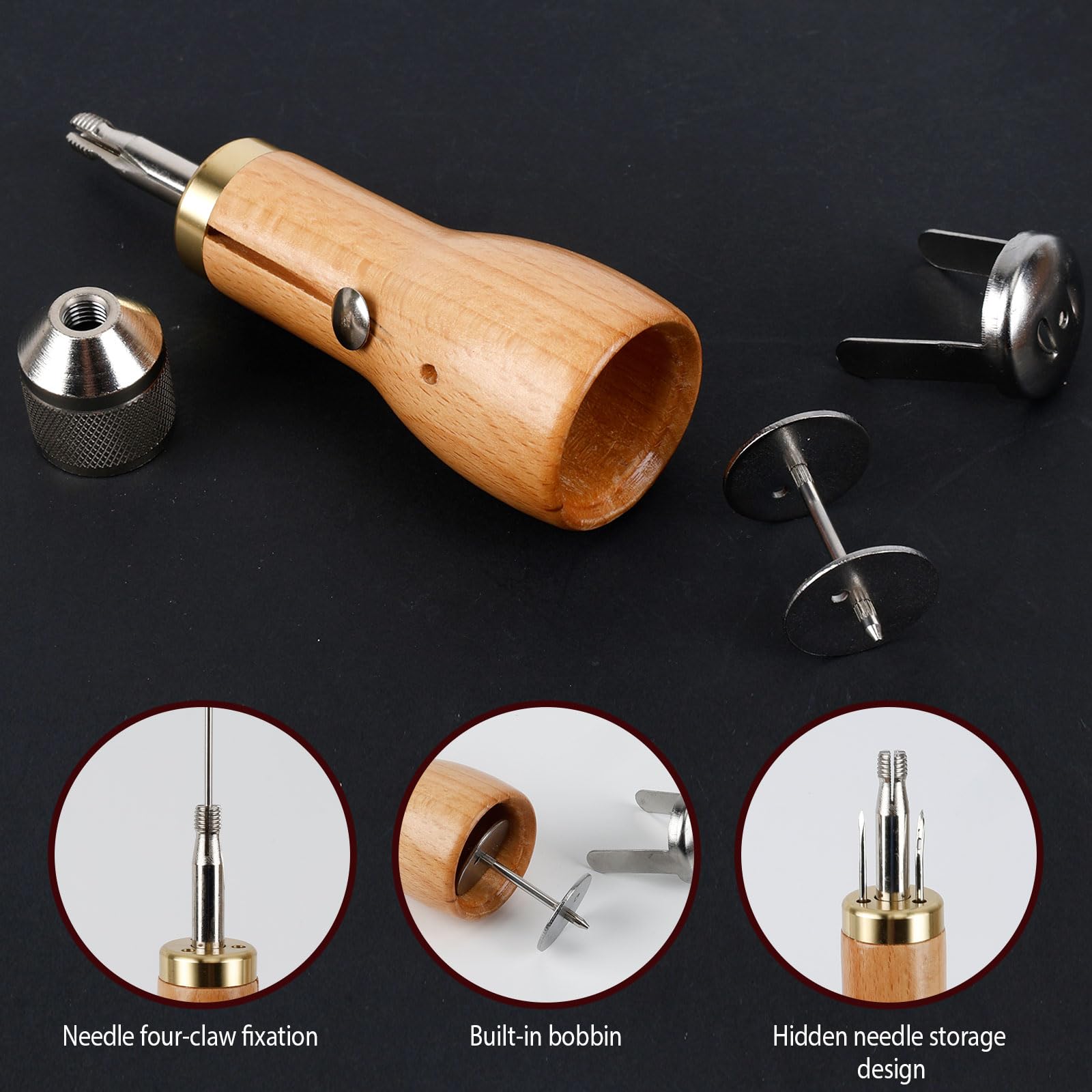 KIT STRUMENTI PROFESSIONALE Scialle Da Cucire In Pelle Per Riparazioni E Cucitur EUR 8,28 - Foto 6