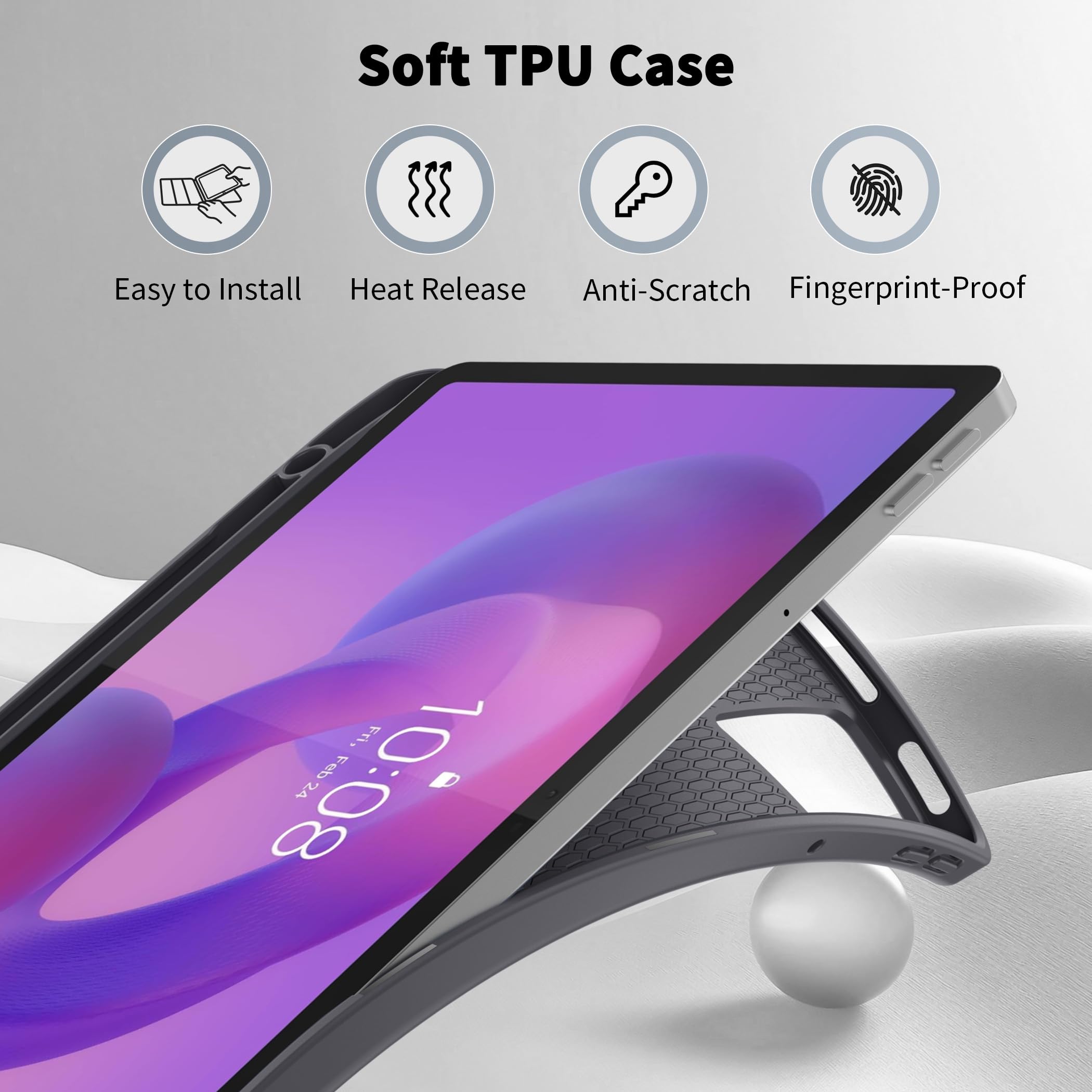 EasyAcc - Custodia per Lenovo Idea Tab, tablet da 11 pollici 2025 con supporto per penna TB-336ZU TB-336FU, ultra sottile con funzione di supporto, custodia in PU in pelle slim (Grigio scuro)