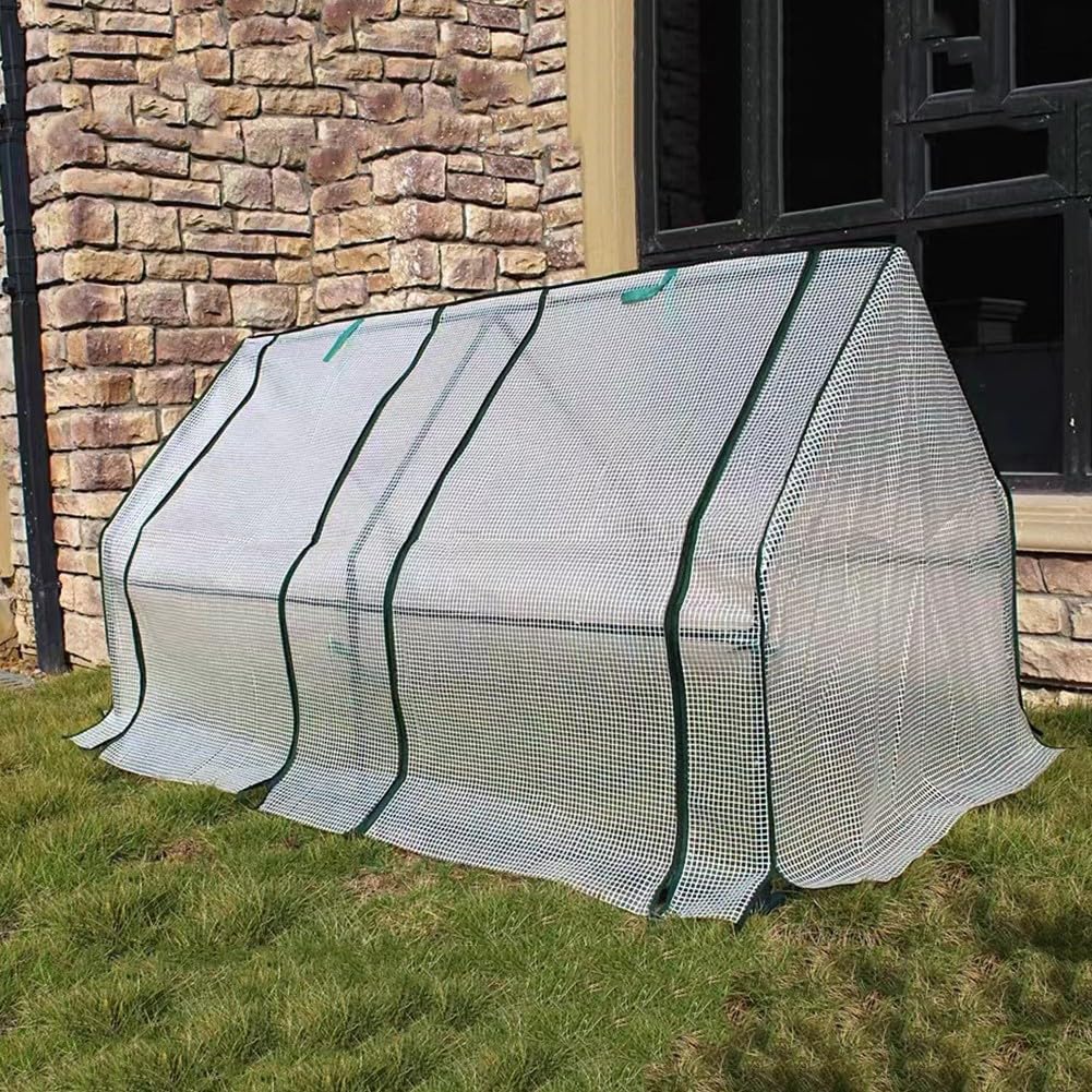 Mini-Gewächshausabdeckung für Hochbeet, 180 x 90 x 90 cm, PVC-PE-Schutzhülle mit Reißverschlusstüren, tragbarer Pflanzenschutz für den Außenbereich