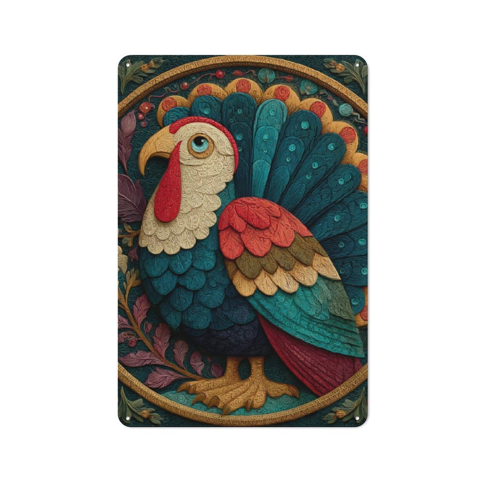 Junmoney Vibrant Bird Artwork Metal Plaque 30X20cm With For Garage Wall, Retro Decor, For Themed Interiors In Garages And Workshops