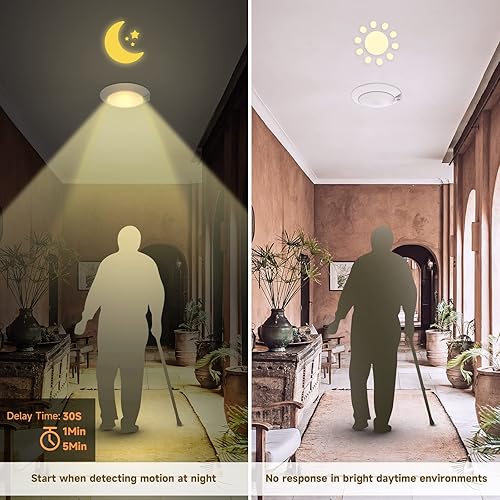 Miniatura 4 de ECOELER Luz de techo LED con sensor de movimiento de 6 pulgadas, luz con sensor de atardecer a amanecer con temporizador, 15W, 3000K4000K5000K