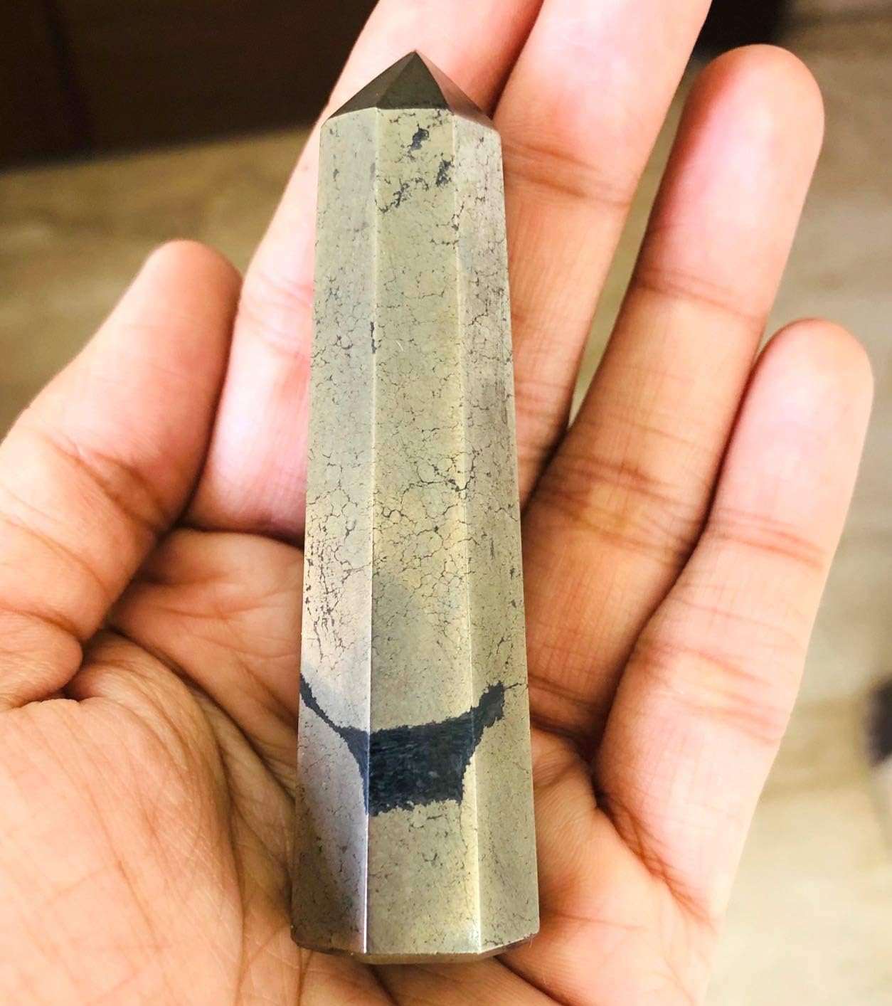 crystalmiracle Golden Pyrite Obelisk Energy wand Crystal Healing Gemstone Wellness Peace Reiki Feng Shui