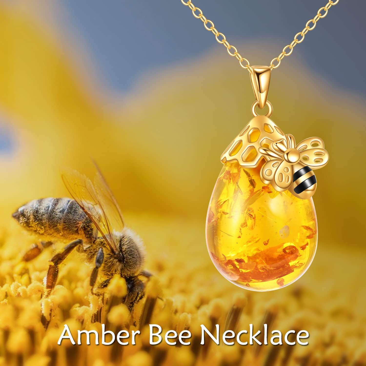 TIGER RIDER Bee 925 Sterling Silver Necklace for Women Amber Pendant/Urn Jewelry for Mother's Day Christmas Birthdays Anniversary
