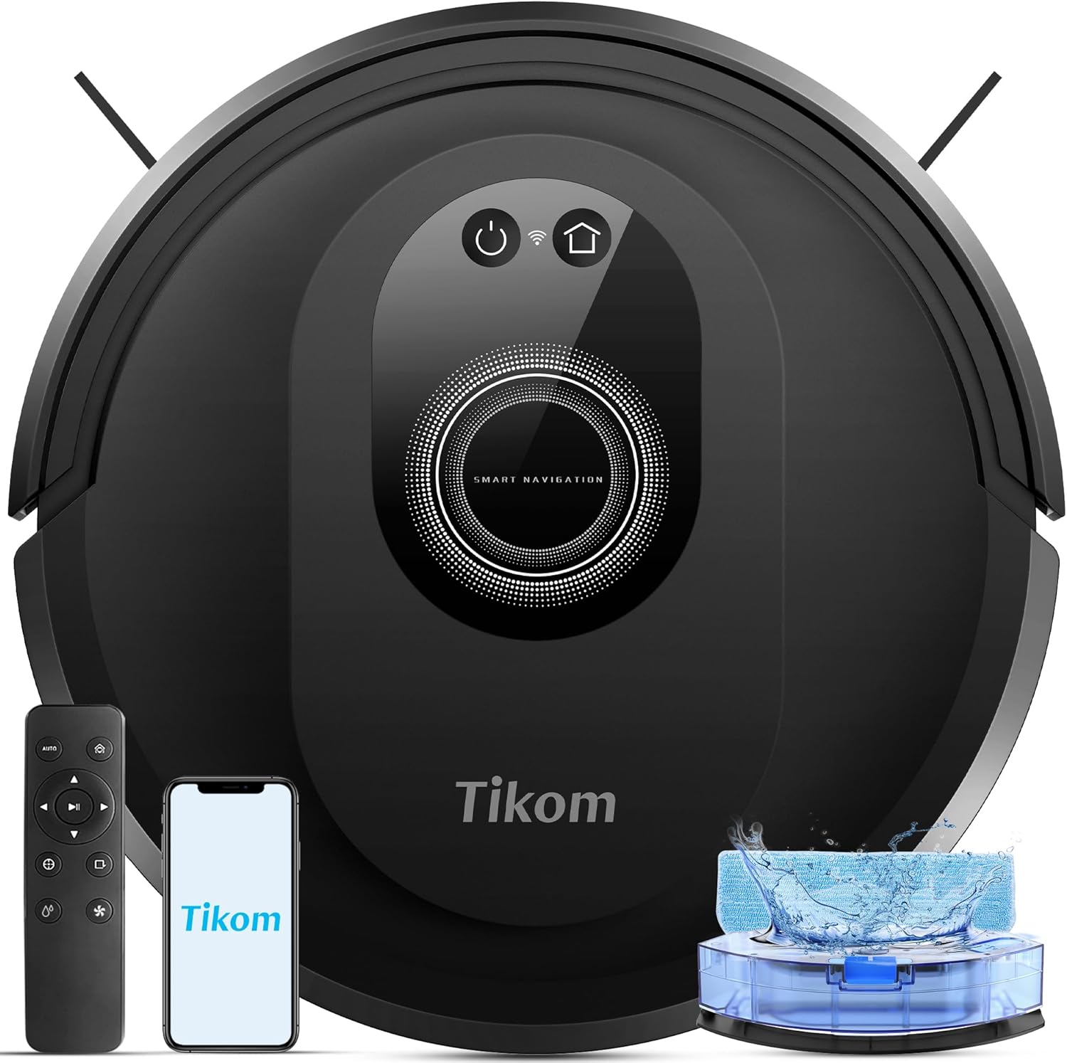 Tikom Robot Vacuum and Mop Combo, 5000Pa Robotic Vacuum Cleaner, 150 Min Max, App & Remote Control, Idear for Hard Floor, Carpet, Pet Hair, Self-Charge(G8000 Max)