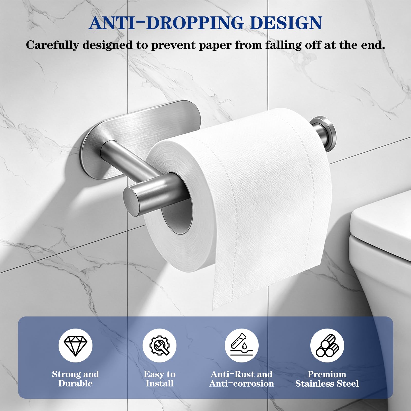 SetSail Adhesive Toilet Paper Holder Wall Mount Brushed Nickel, 2 Packs — Amazon image 4