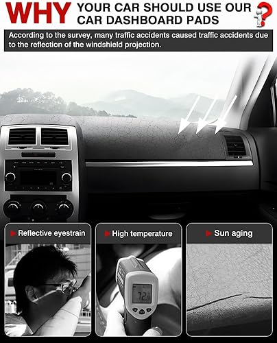 Miniatura 2 de Autorder Cubierta de salpicadero para Dodge Charger 2008 2009 2010 Accesorios Cubierta de tablero de franela Dash Mat Parasol Protector de rayos UV