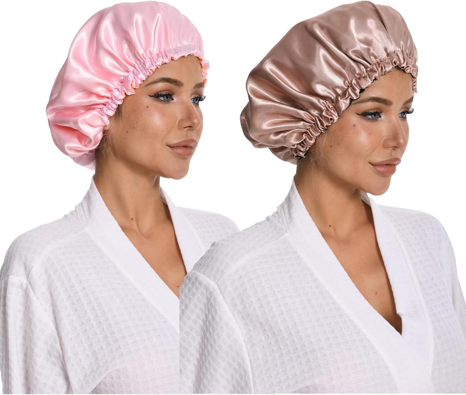 Silk Bonnet for Sleeping 2-Pack, Double Sided Adjustable Satin Cap for Curly Hair Women Men Unisex