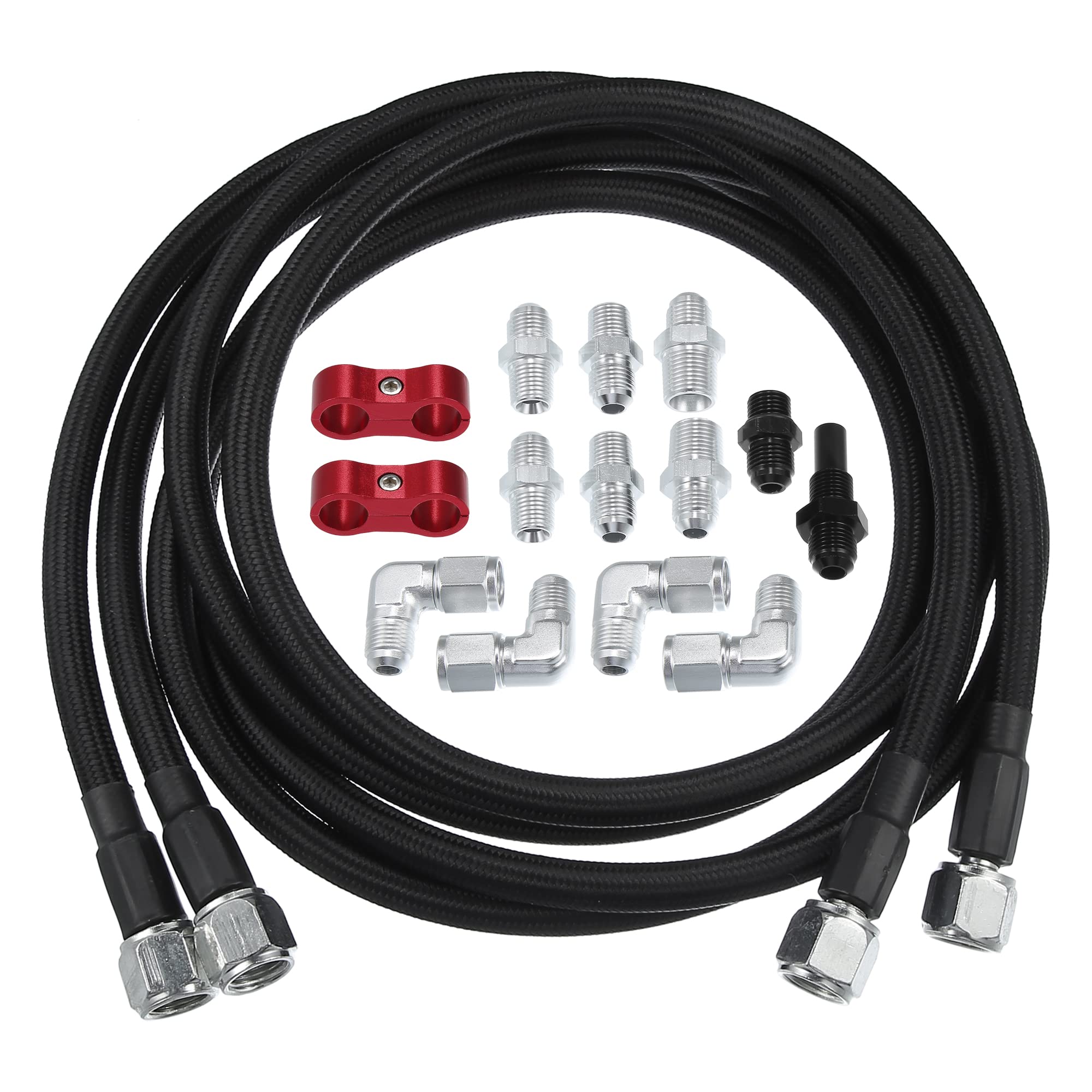 QUARKZMAN Universal AN-6 Combustible Línea Kit Nylon Negro Plata Tono 1 Juego