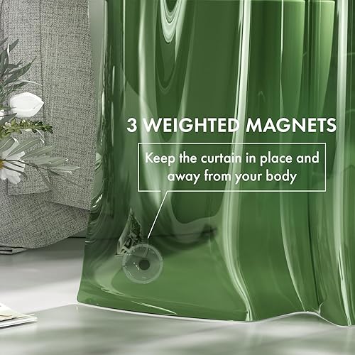 Miniatura 5 de AmazerBath Forro de cortina de ducha, 72 x 72 pulgadas, forro de cortina de ducha verde pino transparente, forro de cortina de ducha de plástico
