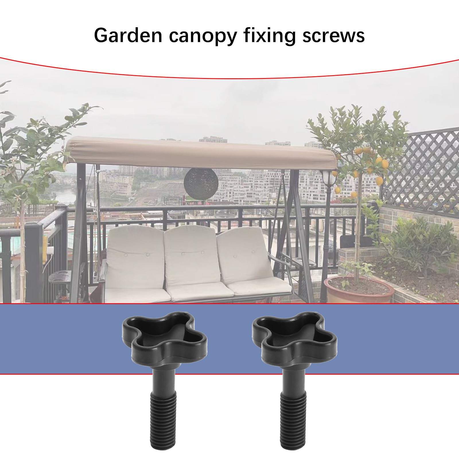 2 Perillas de Tornillo de Fijación de Plástico para Toldo de Jardín Accesorios para Muebles de Exterior para Conectar El Marco del Cobertizo de Lluvia Al Columpio de Jardín Negro M12x57mm