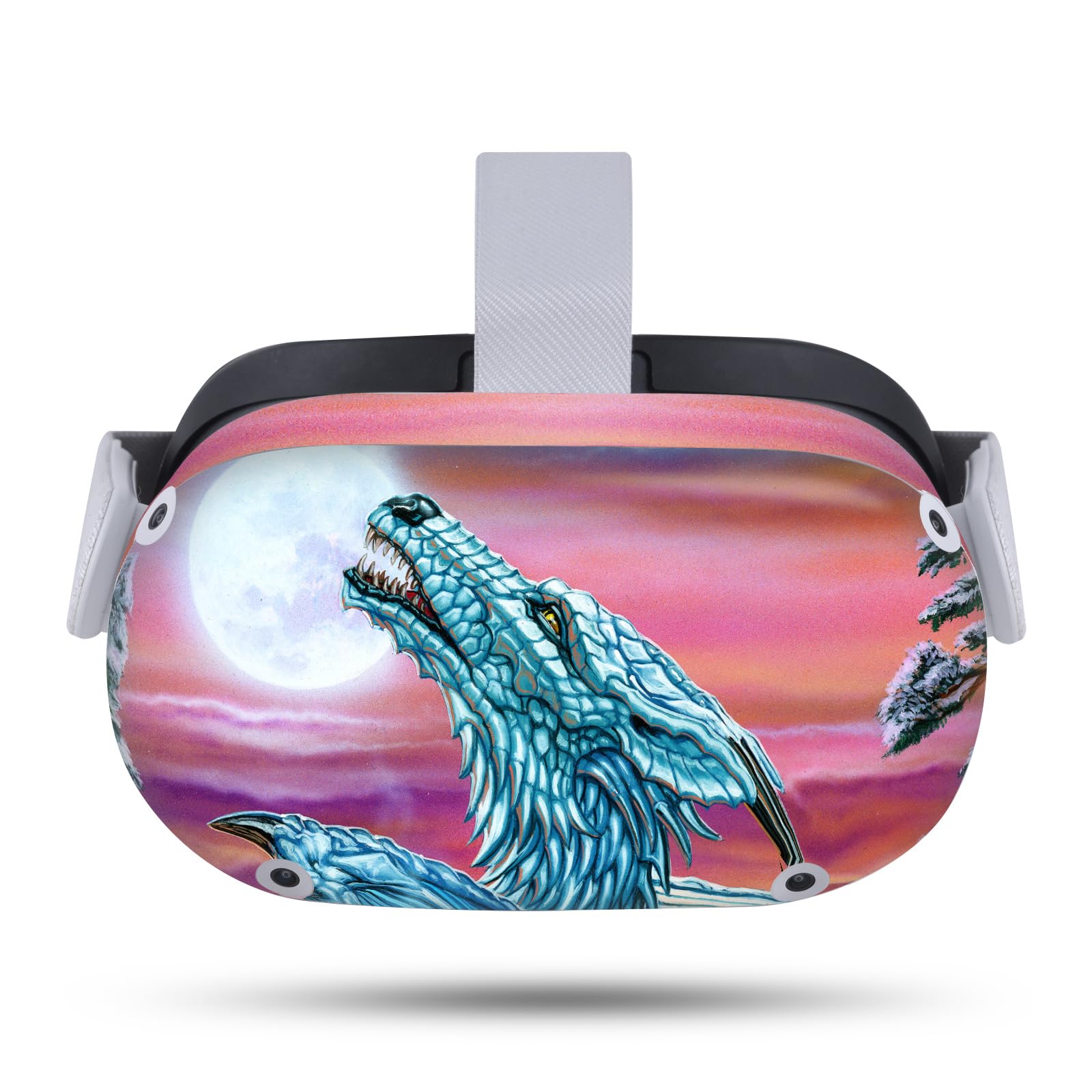 Head Case Designs Officially Licensed Ed Beard Jr Moon Song Wolf Moon Dragons Vinyl Sticker Skin Decal Cover Compatible with Meta Quest 2