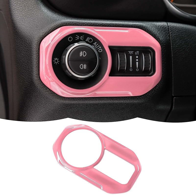 Capa de acabamento do botão do farol RT-TCZ rosa para Jeep Wrangler JL JLU e Gladiator JT 2018–2023