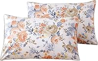 Vista 27 de WINLIFE Juego de 2 fundas de almohada 100% algodón con estampado floral de jardín (estándar 20 x 26 pulgadas, lila)