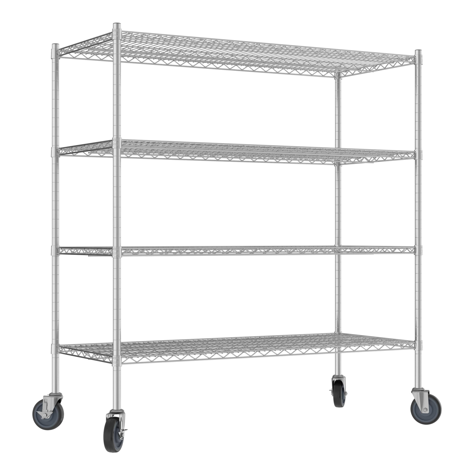 QUIET BOOK Commercial NSF Listed Chrome Mobile Wire Shelving Kit 24