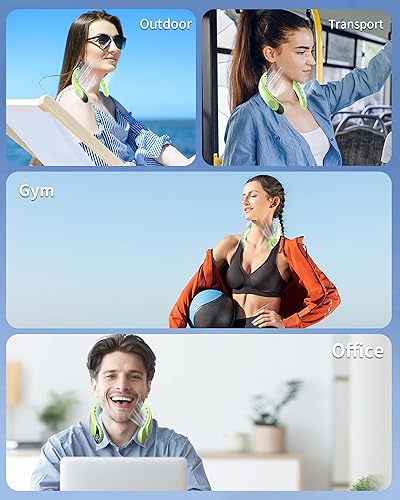 Miniatura 7 de FrSara Ventilador de cuello portátil sin hojas 4000 mAh carga USB salida de aire circundante de 360 ajustable de tres velocidades silencioso