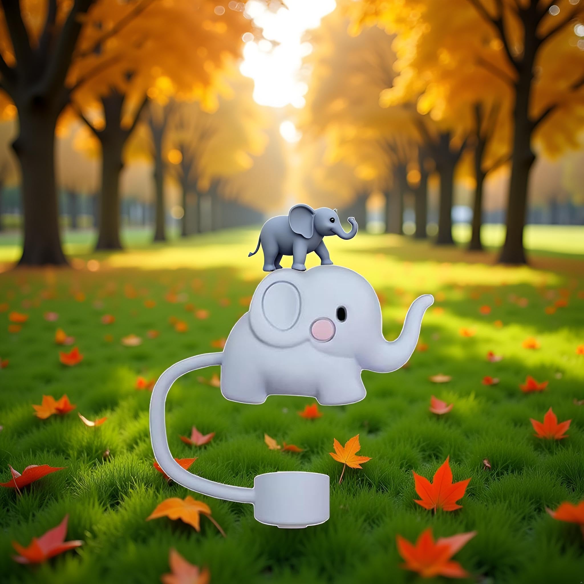 Silikon-Strohhalm-Abdeckung Für Stanley-Becher – Elefant & Löwe Design, 10 Mm – Niedlicher Strohhalm-Aufsatz