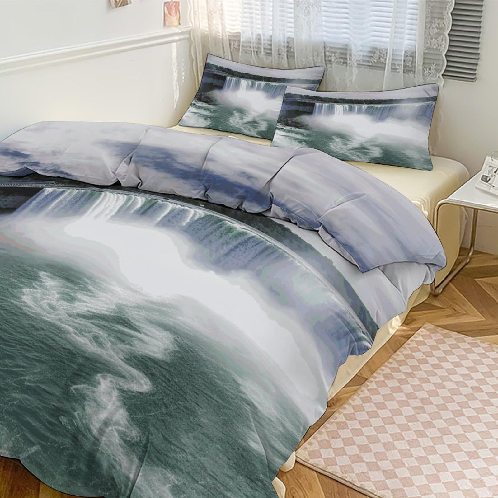 Couvre-lit et taie d'oreiller Niagara pour parure de lit 3 pièces épaisse maison
