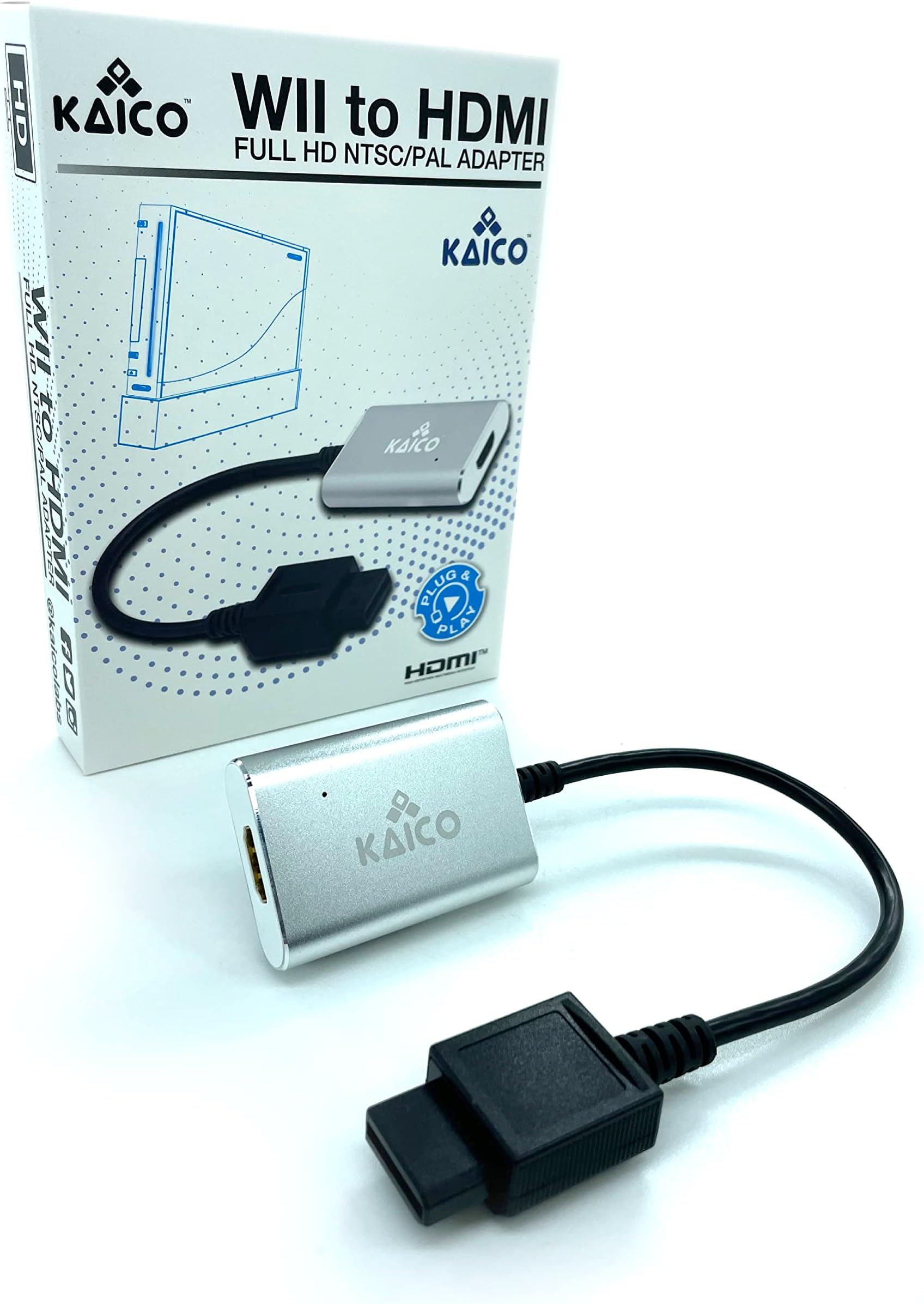 Kaico Wii HDMI Adapter for Nintendo Wii Console - Component Output Support - Simple Plug and Play for Nintendo Wii Console - Supports NTSC and PAL Consoles