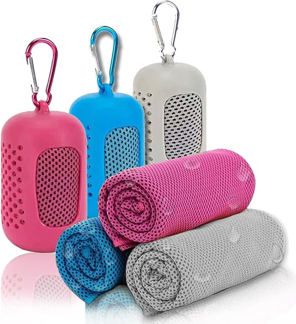 Microfibre Towel, Cooling Towel Fast Drying - Super Absorbent, Sports Towel, Travel Towel, Swimming Towel and Beach Towel with Silicone Storage Bag for Camping, Gym, Beach and Swimming (30x80cm, Blue)