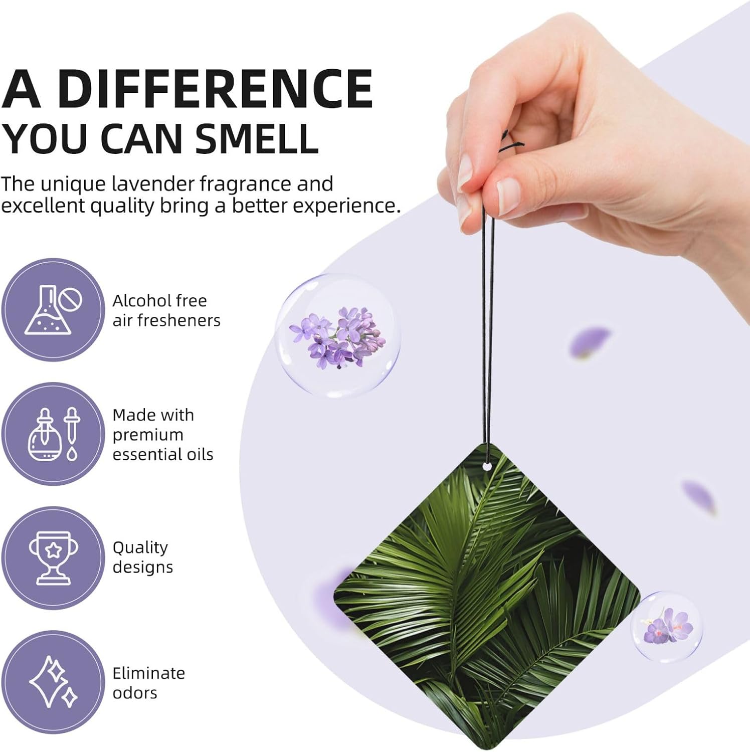 Car Air Freshener 100 PCS Green Palm Tree Leaves Hanging Car Air Fresheners Auto Interior Decor Card Freshener Strong Scented Card Lavender Cars Scents for Office Bedroom Close Drawer Square