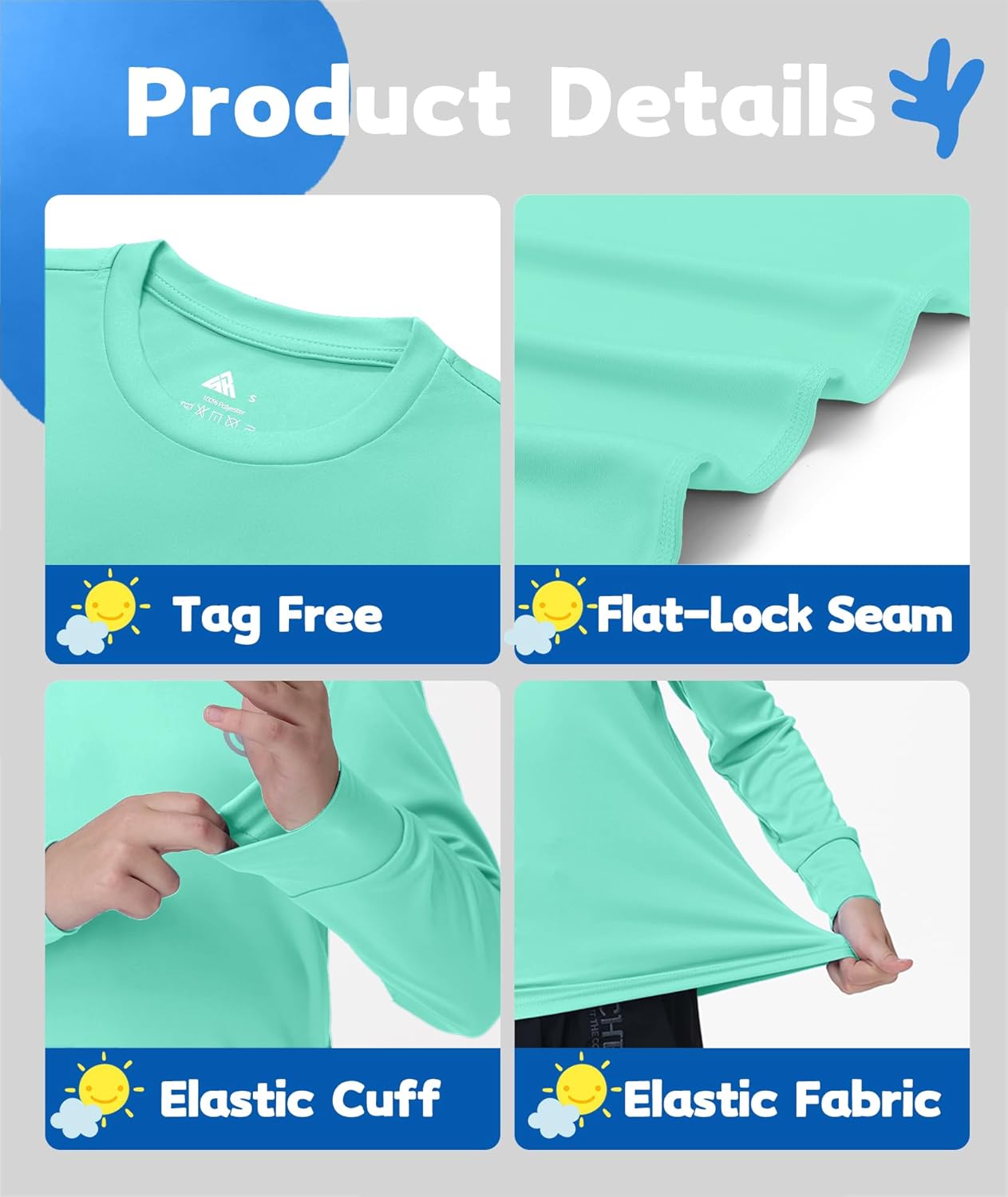 ZITY Rash Guard for Boys Swim Shirts Long Sleeve UPF 50+ Sun Protection Fishing Surfing Beach Shirts for Kids Girls - Image 4