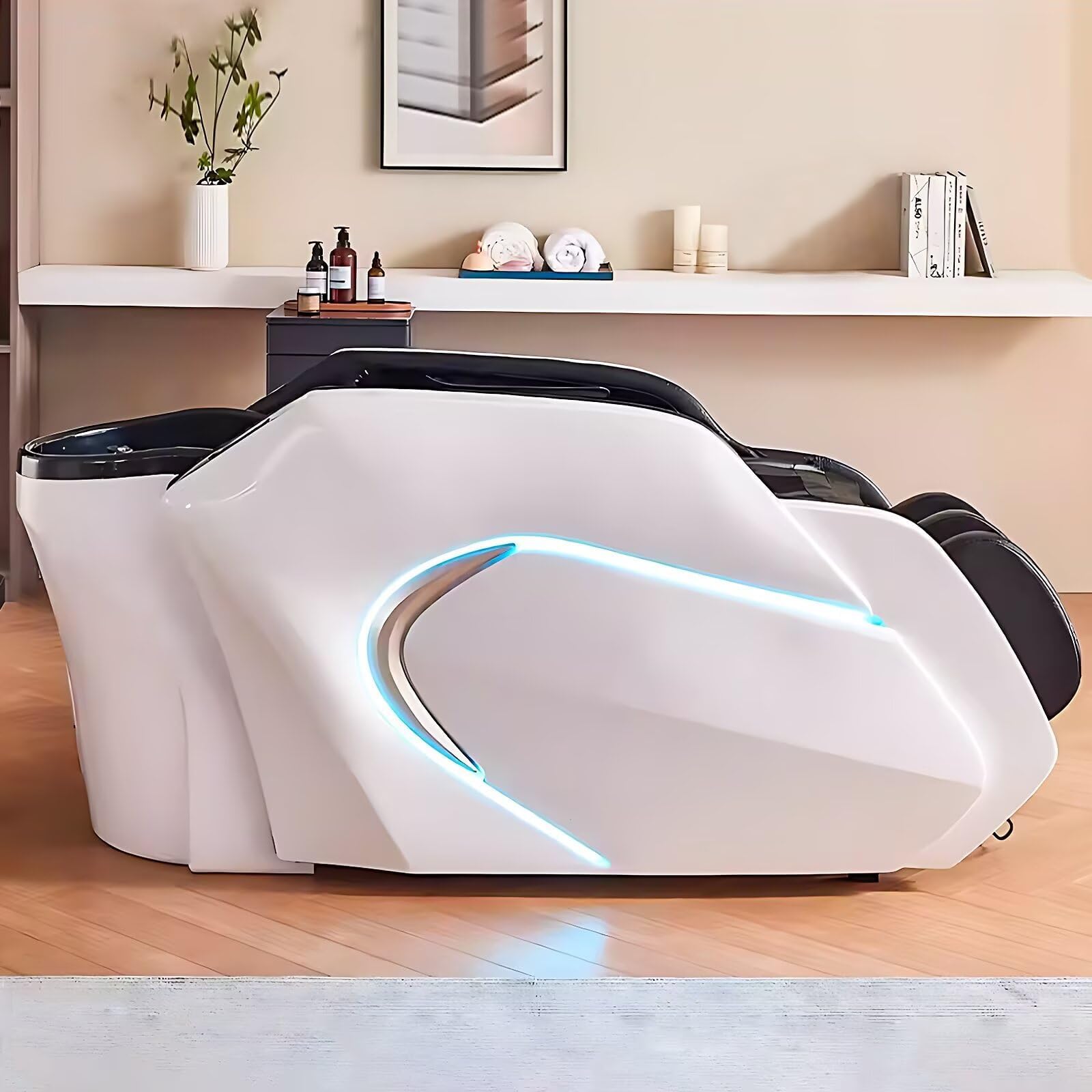 Professionelle Kopf-Spa-Shampooliege, Multifunktionale Massageliege mit Ambientebeleuchtung, Wasserkreislauf, Begasung, Ganzkörpermassage, Einzigartiges Design, Salon-Spa-Ausstattung