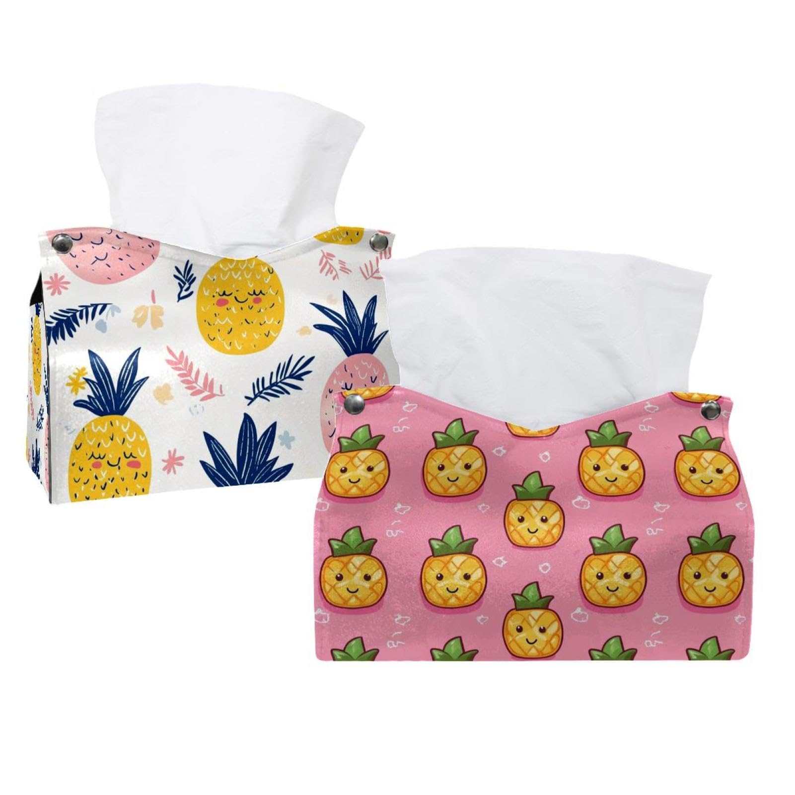 Boîte à mouchoirs ananas lot de 2 distributeur décoratif de table et salle de bain
