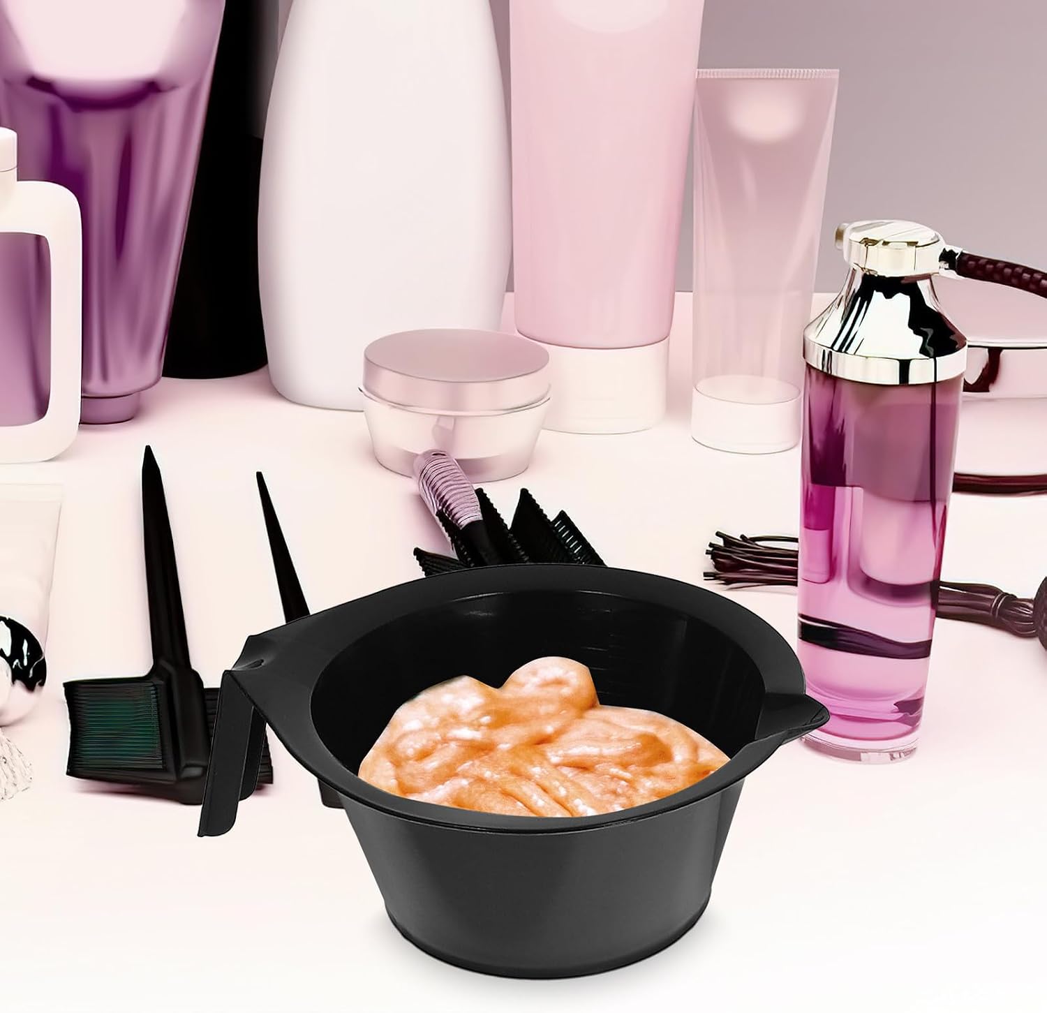 Hair Dye Bowls for Hair Coloring and Highlights 6pcs with Scales Abs Triangular Bottom Mixing Bowls Random Color Professional Salon