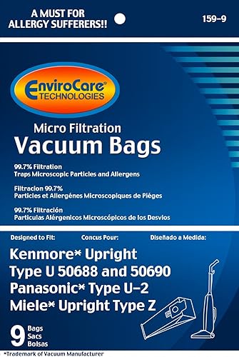 Miniatura 5 de EnviroCare Bolsas de vacío de repuesto para Kenmore ULO 50688 y 50690, Panasonic Tipo U-2, Miele Tipo Z. Paquete de 9