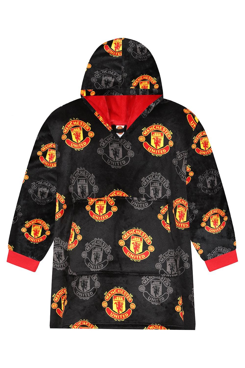 Manchester United Football Club - Sudadera con capucha para hombre, forro polar, color negro, Negro, Taille unique
