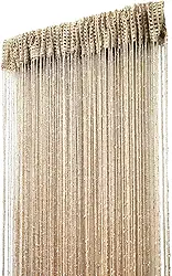 ave split Cortina decorativa para porta, painel de parede, franja, janela, divisória de quarto, divisória cega com borla, tela para casa, 100 x 200 cm (champanhe 18)