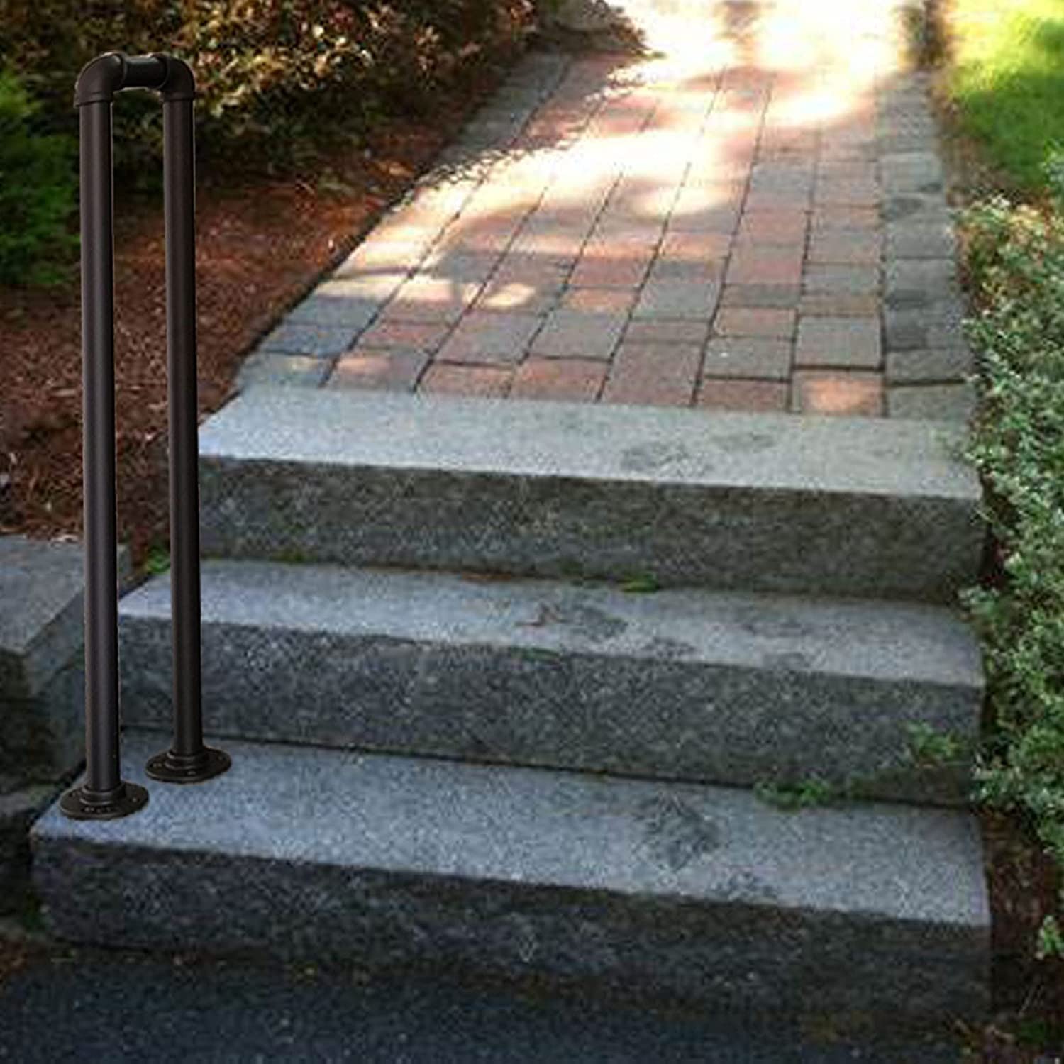 Handrails for Stairs Handrails for Outdoor Steps Railing， Elderly Child Safety Non-Slip U Type Support Bar， Transitional Handrail Guardrails for Concrete Steps(85cm(2.78ft))