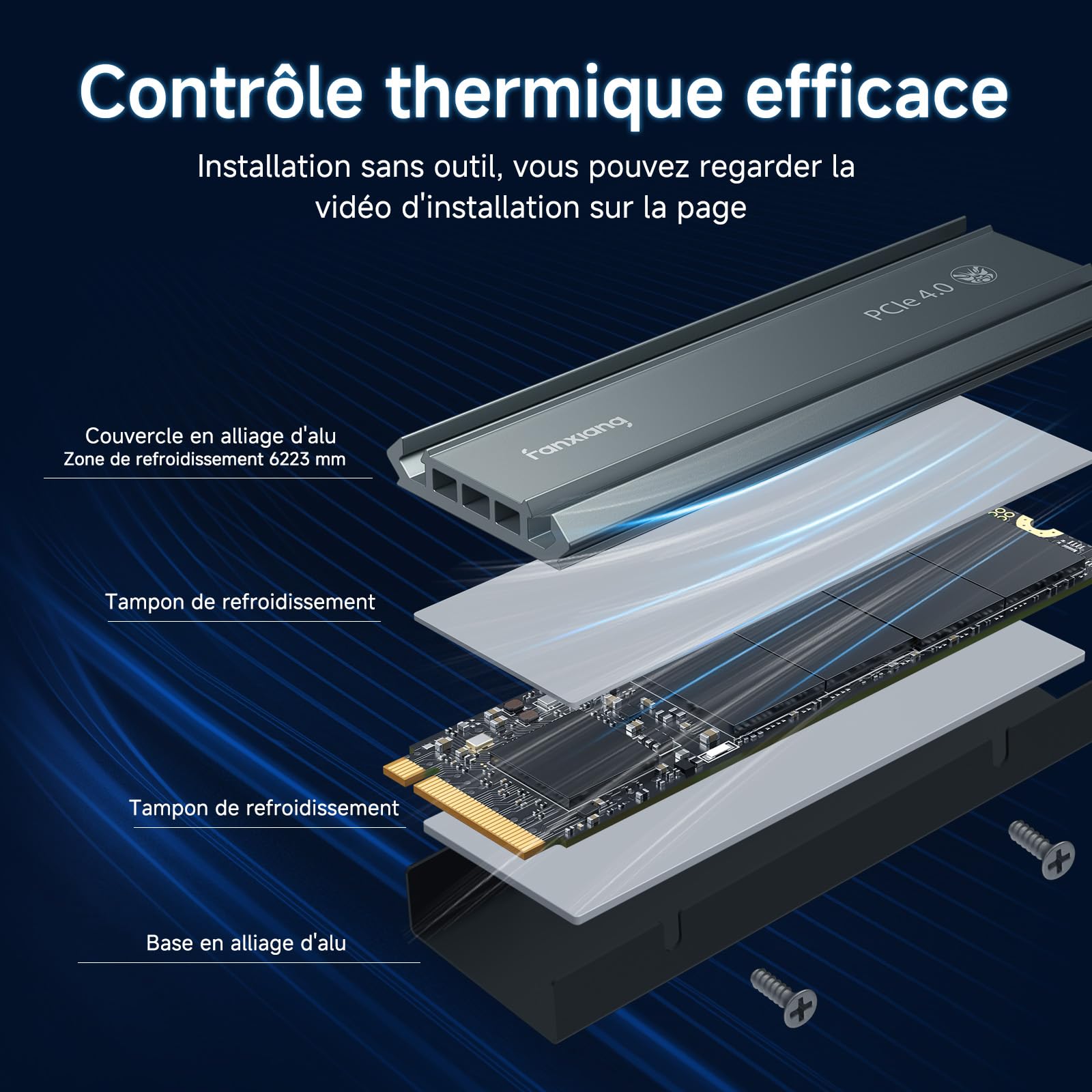fanxiang S660 SSD 4To PCIe 4.0 NVMe SSD M.2 2280 Disque SSD Interne avec Dissipateur Thermique, Jusqu'à 5000 Mo/s, Cache SLC Dynamique, Parfaitement Compatible avec PS5