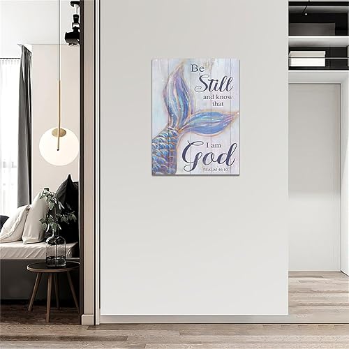 Miniatura 4 de Arte de pared de cola de sirena, decoración de pared de baño, impresiones en lienzo con versículos bíblicos, pintura enmarcada moderna, regalos para