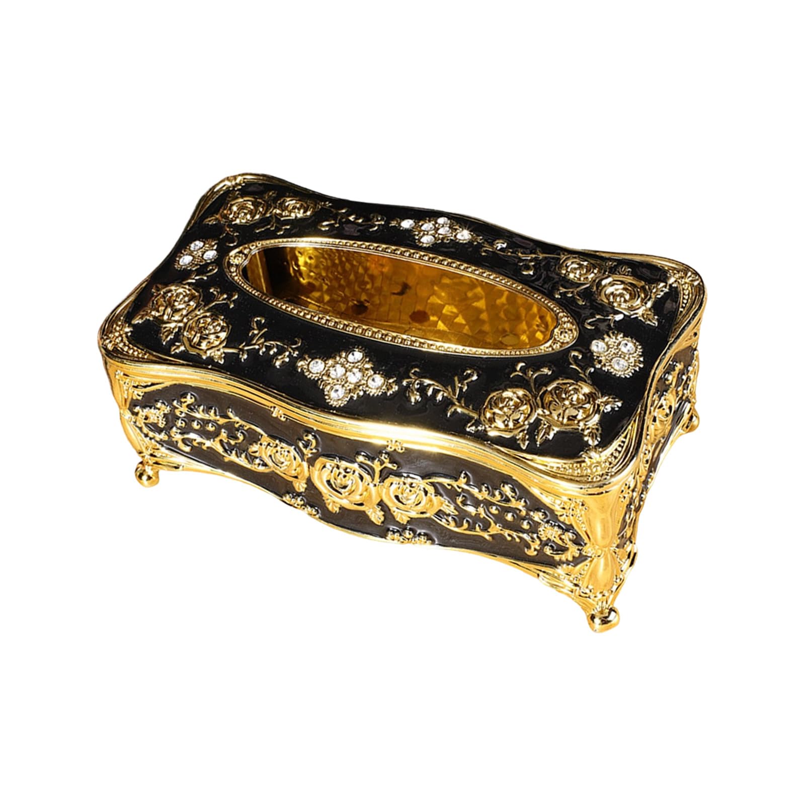 Classical European Inspired Tissue Box Featuring Beautiful Rose Motifs and Nonslip Base Rose Themed Tissue Dispenser ABS Dispenser