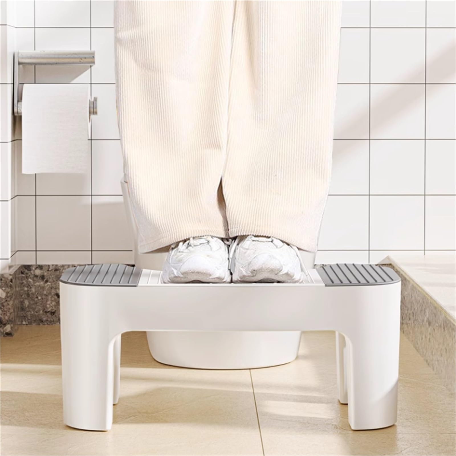 Sgabello vasino Quadrato for Fare la Cacca, plastica, Sgabello poggiapiedi Portatile for Bagno, Facile da riporre, Sgabello WC for Adulti Antiscivolo, for Adulti e Bambini, 15 Pollici