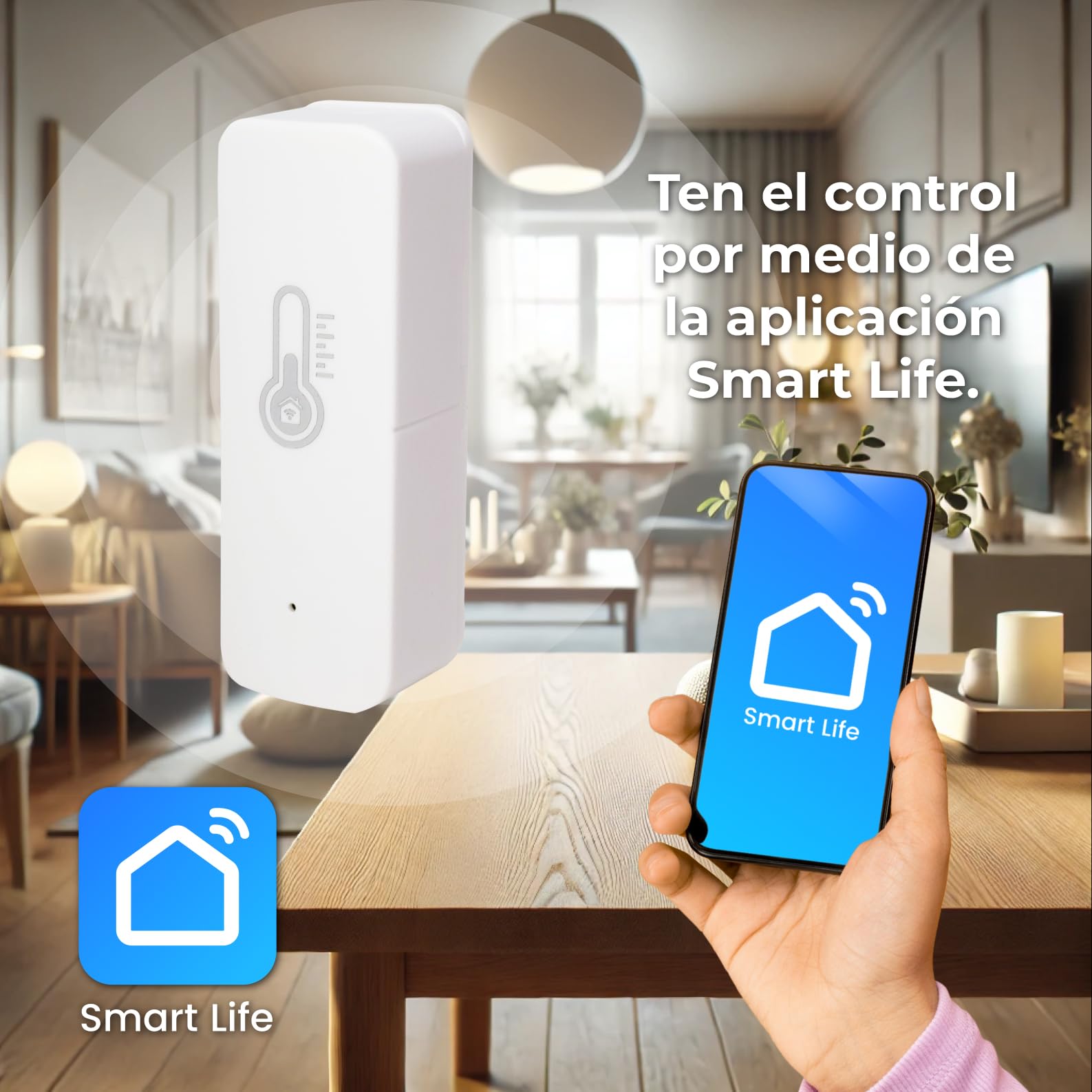 LED ATOMANT 4x Termometro Higrometro Wifi Interior/Exterior Control App | Compatible con Alexa y Google Assistant, App Smart Life