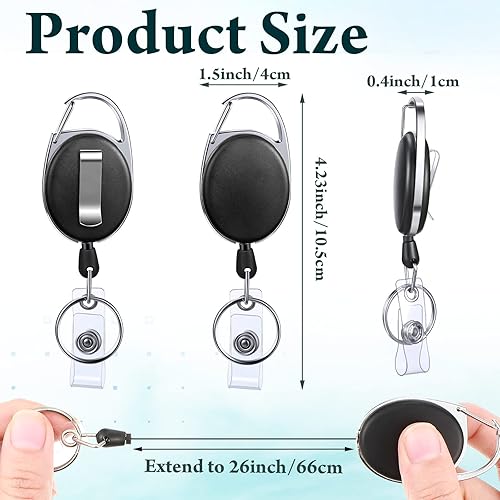 Miniatura 2 de Yaomiao Paquete de 100 carretes retráctiles para tarjetas de identificación con clips, carretes de soporte para tarjetas de identificación de alta