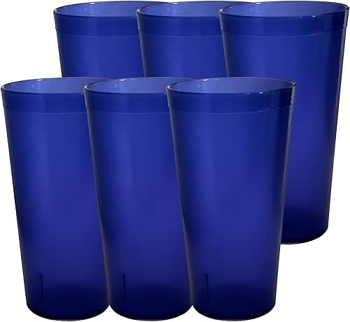 Vasos de plástico transparente, 6 unidades, 24 onzas, ligeros, resistentes, apilables, estilo café, vasos de plástico reutilizables y aptos para