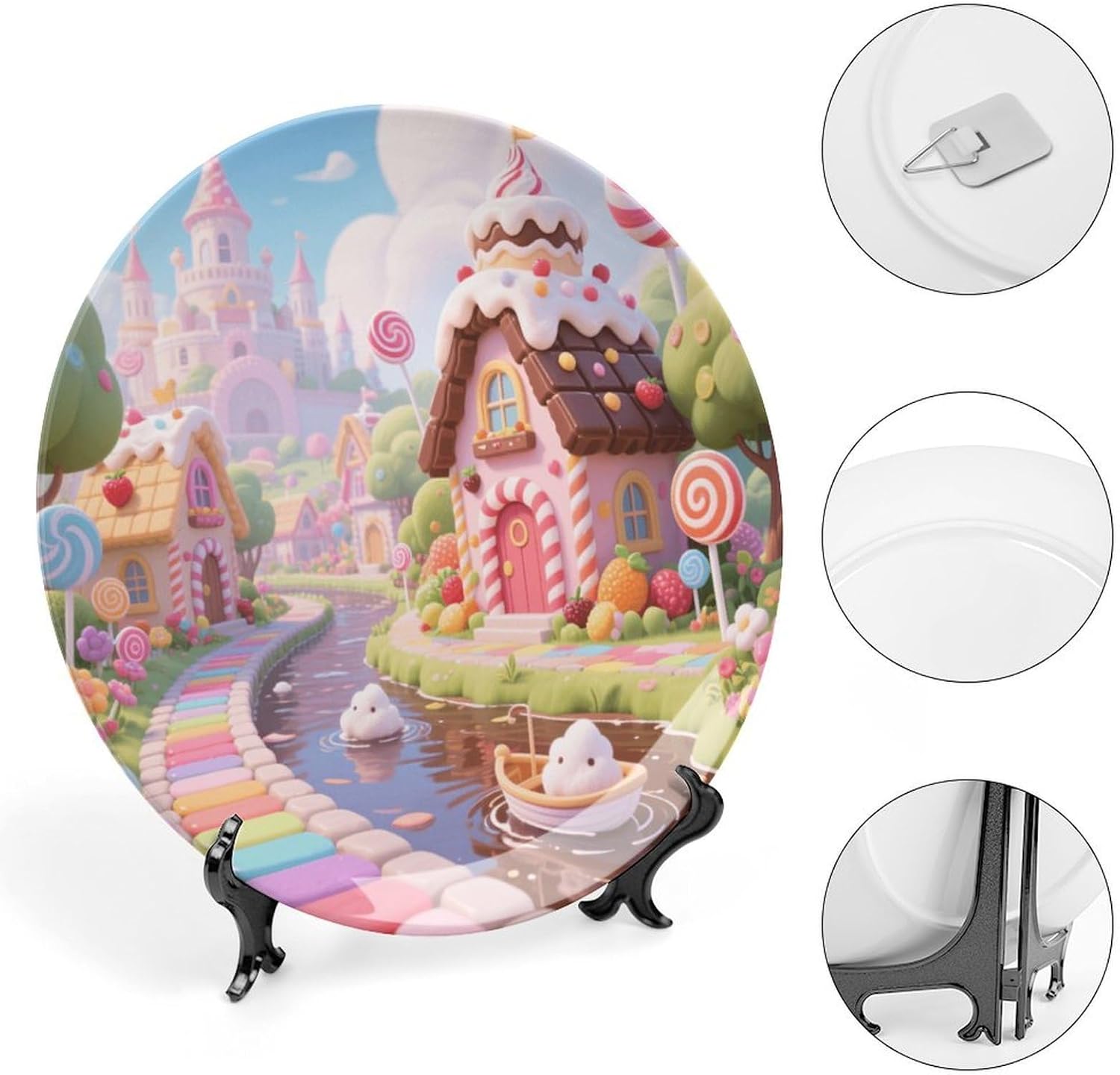 Bone China Decorative Plates Candy Kingdom Ceramic Decorative Plate Wall Decor with Display Stand Ceramic Ornaments for Wall Hanging Decoration