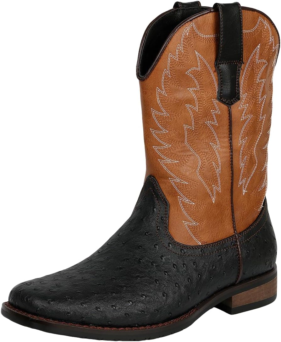 Santimon Men's Cowboy Boots - Durable Two-Tone Design