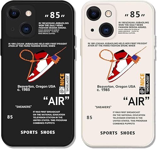 Paquete de 2 fundas de teléfono con patrón de zapatos deportivos diseñados para iPhone 13 Mini, 85 divertidos protectores de TPU suave compatibles
